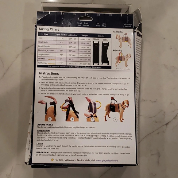 GingerLead Dog Support Rehab Harness - Picture 2 of 9
